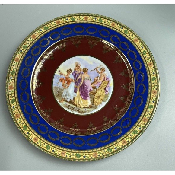Vintage Rosenthal Bavaria Dinner Plate Cherub Victorian Carriage Scene Gilt - Picture 1 of 10